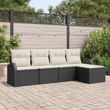 vidaXL Garden Lounge Set 5 pcs Black poly rattan