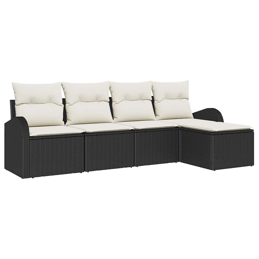 vidaXL Garden Lounge Set 5 pcs Black poly rattan
