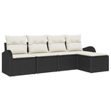vidaXL Garden Lounge Set 5 pcs Black poly rattan