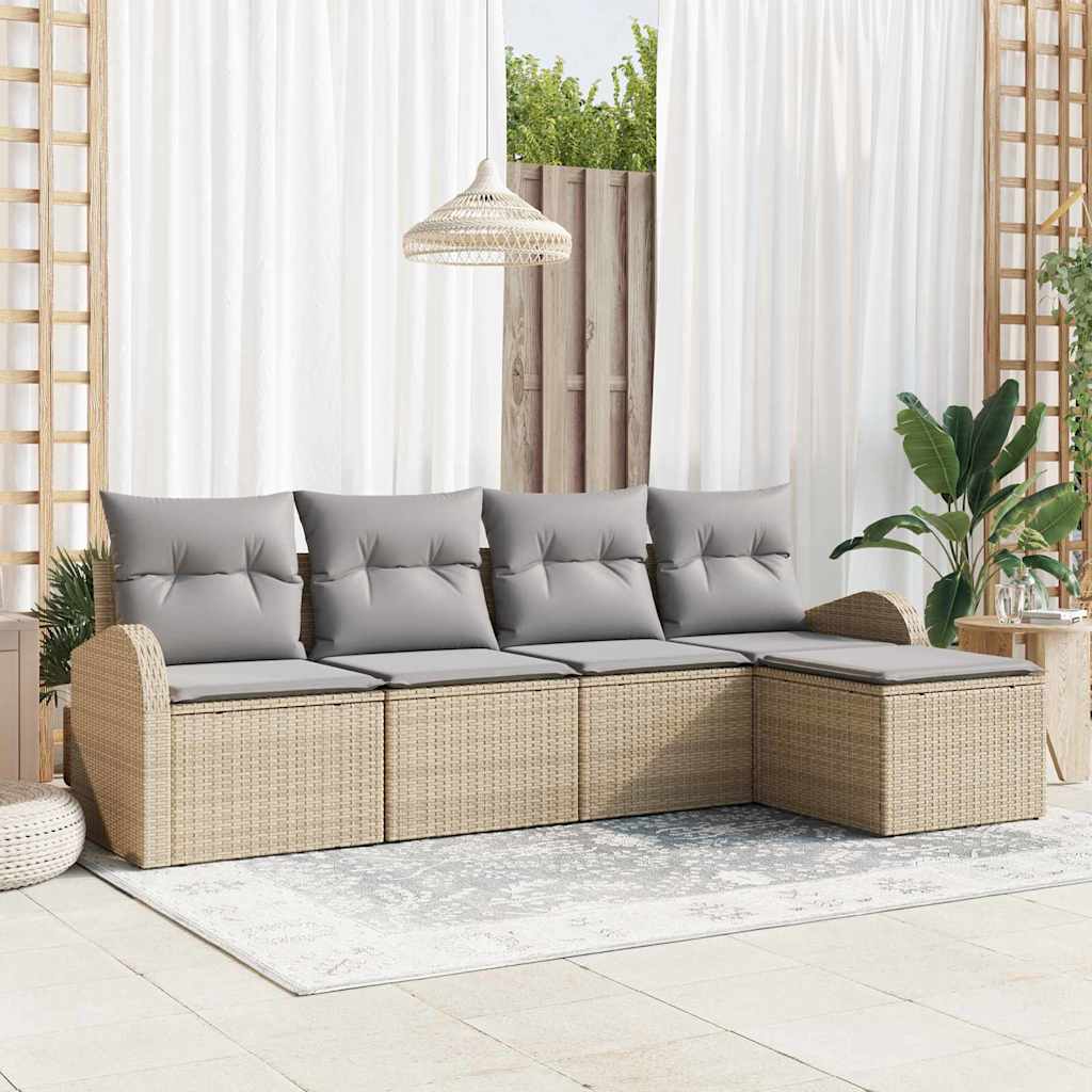 vidaXL Garden Lounge Set 5 pcs Black poly rattan