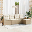 vidaXL Garden Lounge Set 5 pcs Black poly rattan