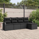 vidaXL Garden Lounge Set 5 pcs Black poly rattan