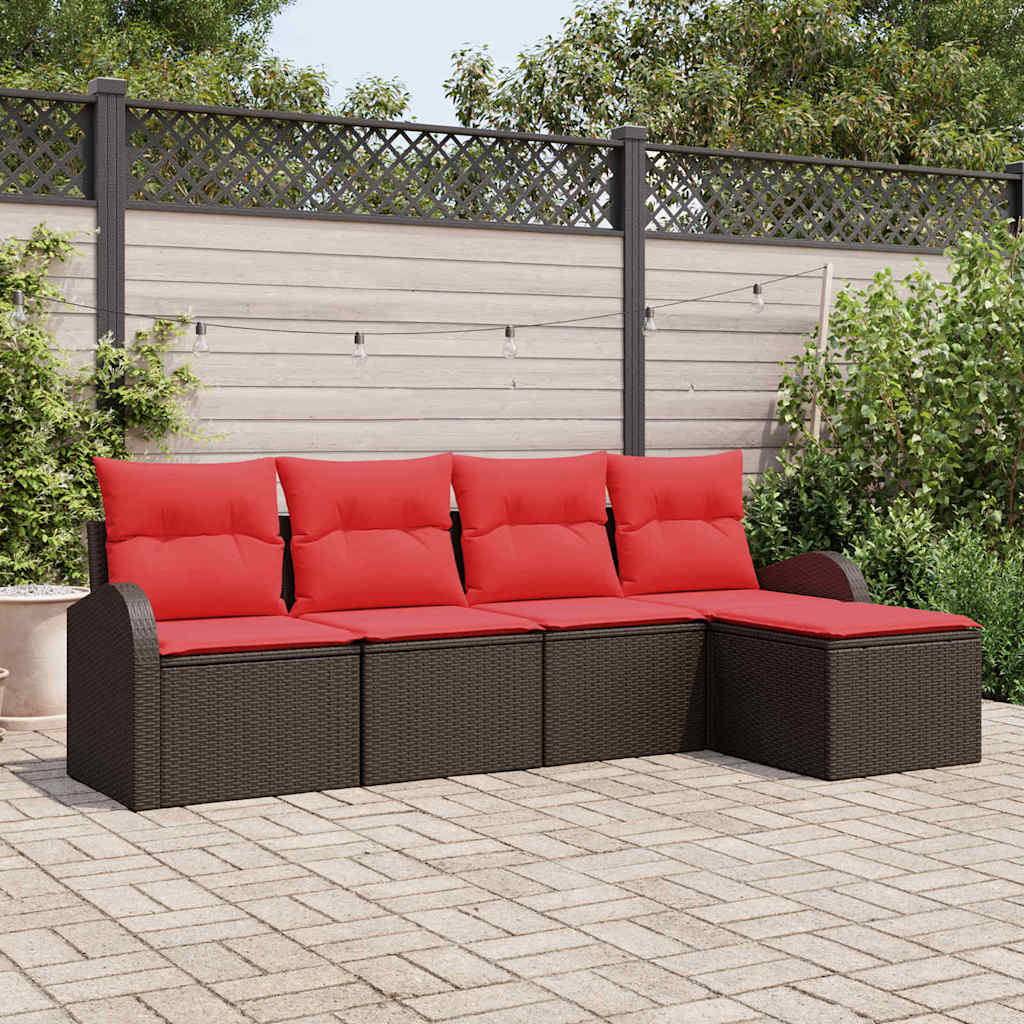 vidaXL Tuinbank Set 5 pcs Bruin poly rattan