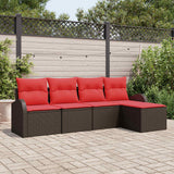 vidaXL Tuinbank Set 5 pcs Bruin poly rattan