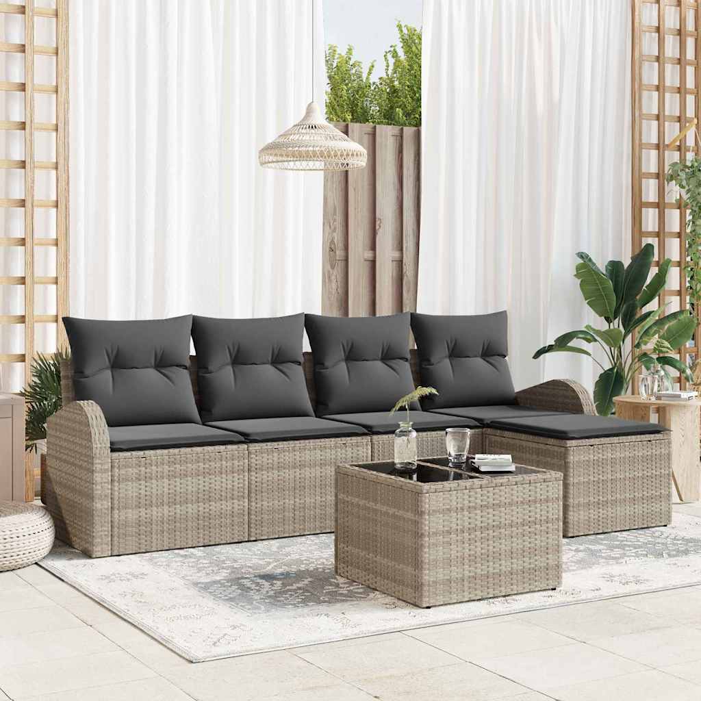 vidaXL Garden Lounge Set 5 pcs Black poly rattan