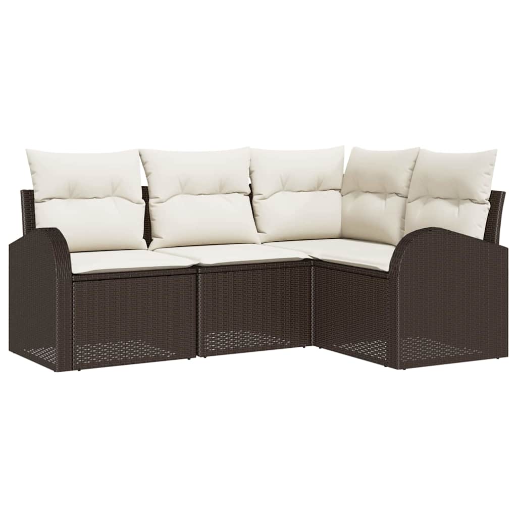 vidaXL Tuinbank Set 4 pcs Zwart poly rattan