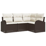 vidaXL Tuinbank Set 4 pcs Zwart poly rattan