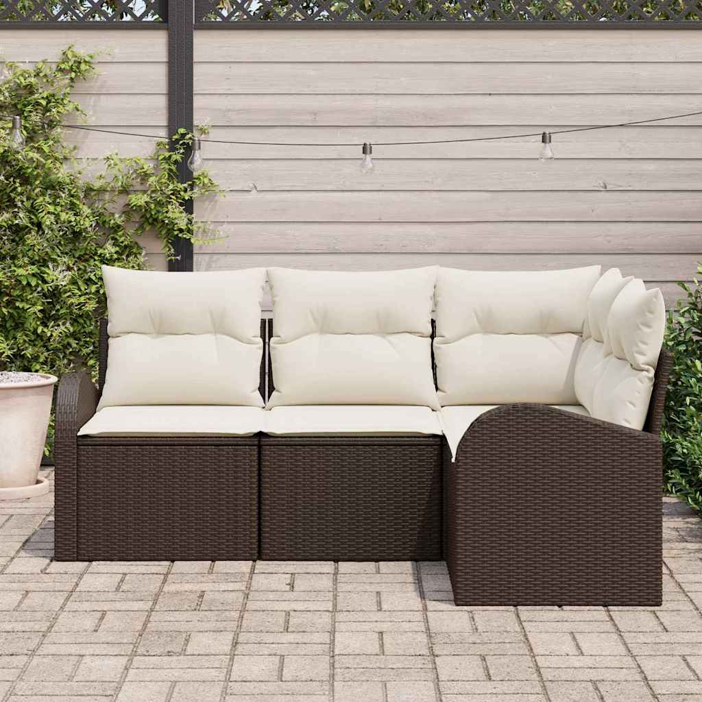 vidaXL Tuinbank Set 4 pcs Zwart poly rattan