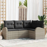 vidaXL Tuinbank Set 4 pcs Zwart poly rattan