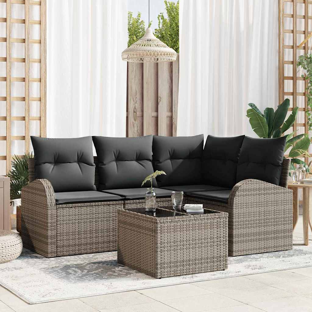vidaXL Tuinbank Set 4 pcs Zwart poly rattan