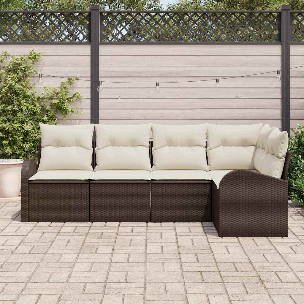 vidaXL Sofa set with cushions 5 pcs Black Polyester