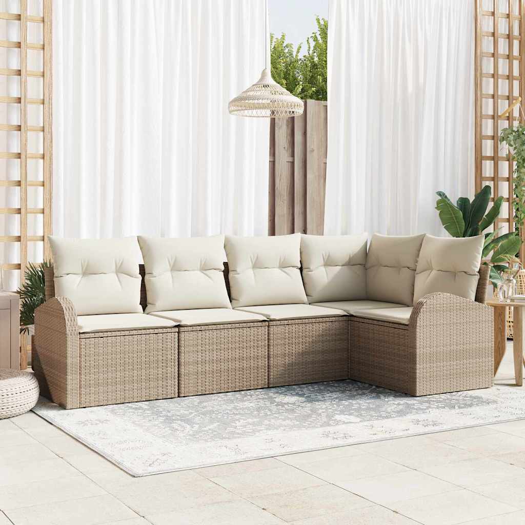 vidaXL Sofa set with cushions 5 pcs Black Polyester