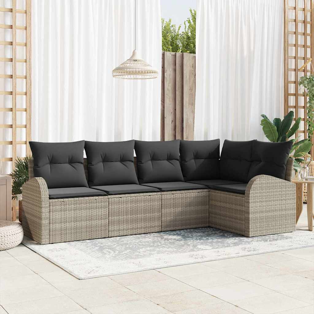 vidaXL Sofa set with cushions 5 pcs Black Polyester