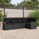 vidaXL Sofa set with cushions 5 pcs Black Polyester