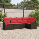 vidaXL Tuinbank Set 5 pcs Bruin poly rattan