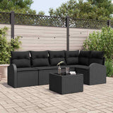 vidaXL Sofa set with cushions 5 pcs Black Polyester