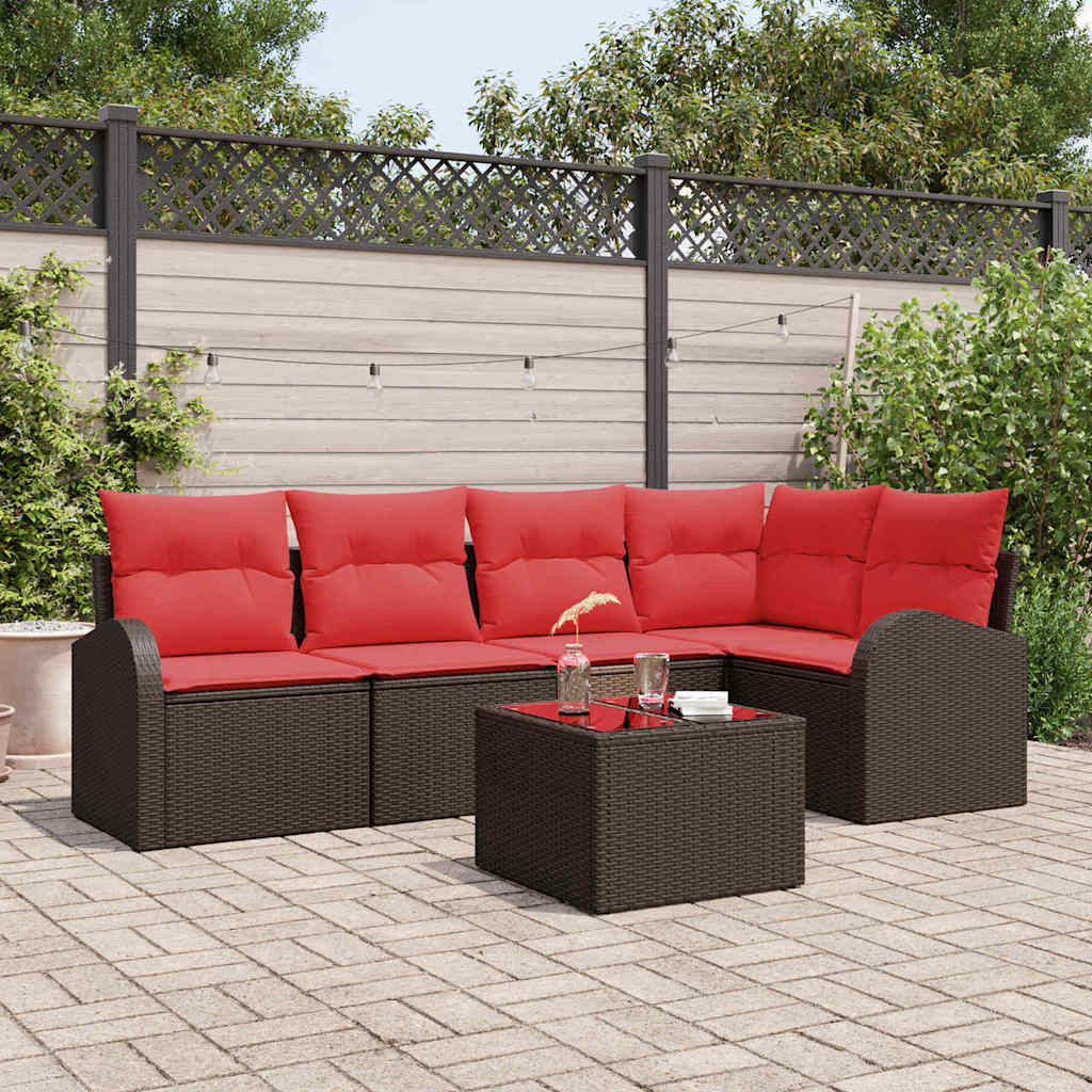vidaXL Tuinbank Set 5 pcs Bruin poly rattan