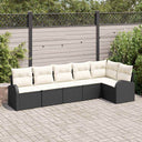 vidaXL Tuinbank Set met kussen Zwart Poly rattan