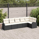 vidaXL Tuinbank Set met kussen Zwart Poly rattan