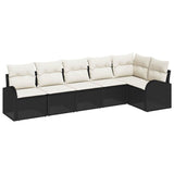 vidaXL Tuinbank Set met kussen Zwart Poly rattan
