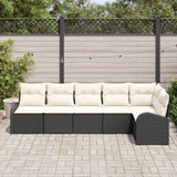 vidaXL Tuinbank Set met kussen Zwart Poly rattan
