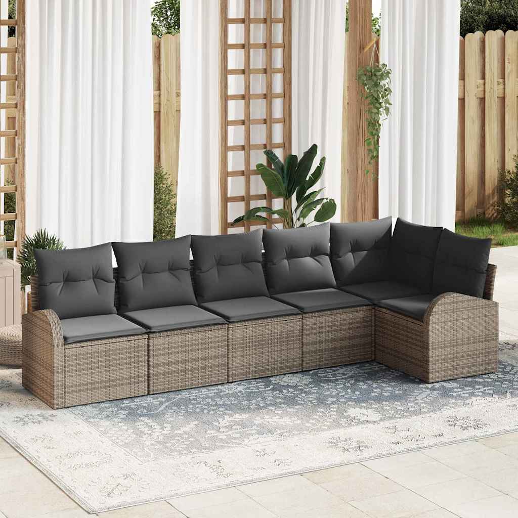 vidaXL Tuinbank Set met kussen Zwart Poly rattan