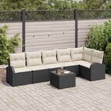 vidaXL Tuinbank Set met kussen Zwart Poly rattan