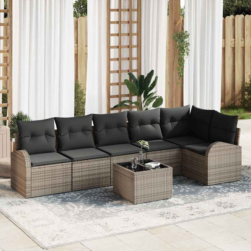 vidaXL Tuinbank Set met kussen Zwart Poly rattan