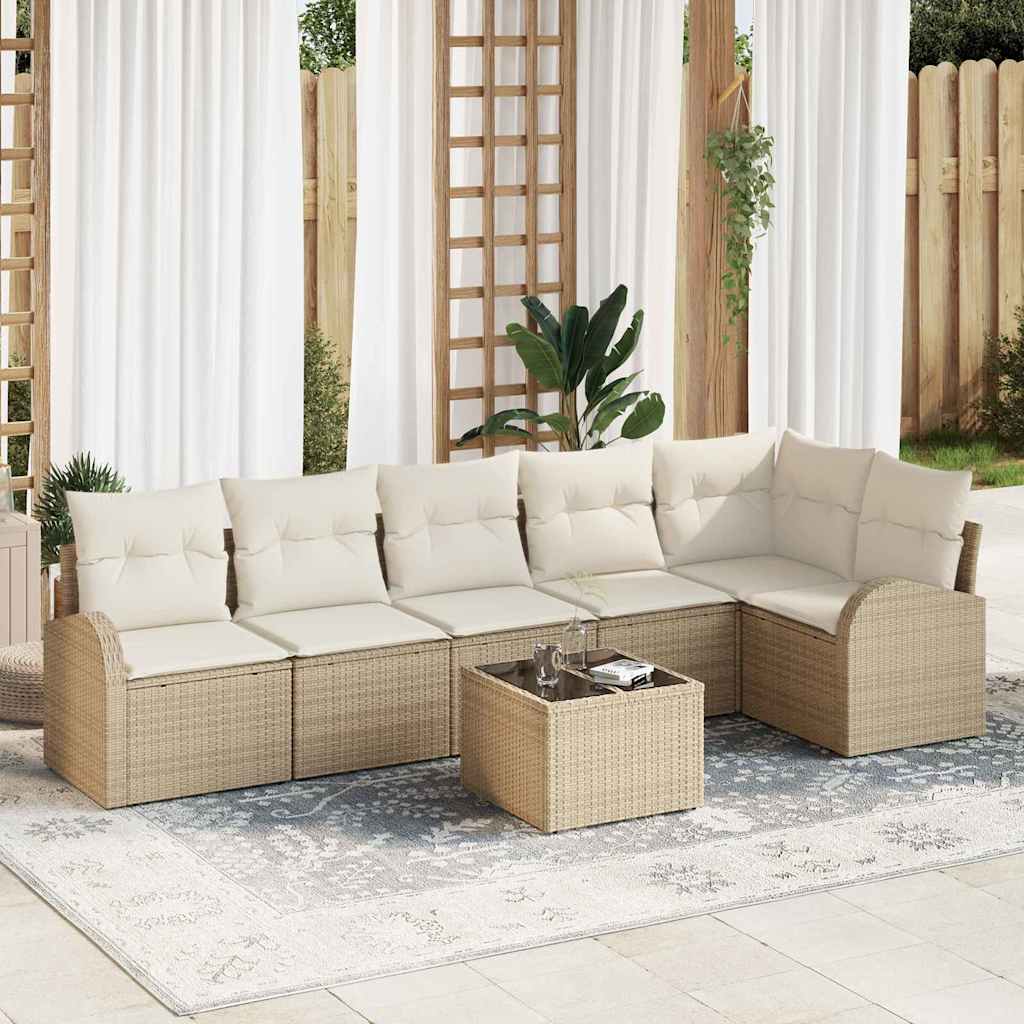 vidaXL Tuinbank Set met kussen Zwart Poly rattan