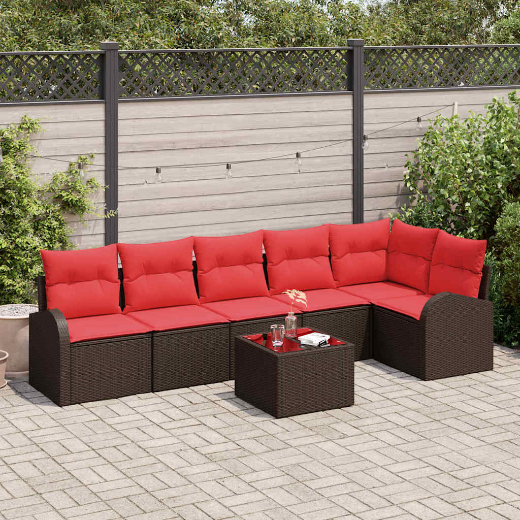 vidaXL Garden Bench Set Brown poly rattan