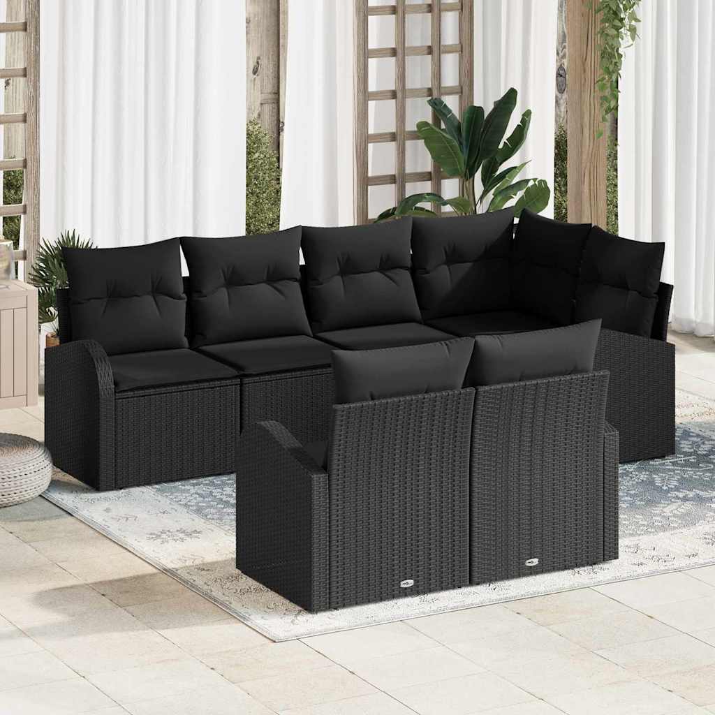 vidaXL Tuinbank Set Zwart poly rattan