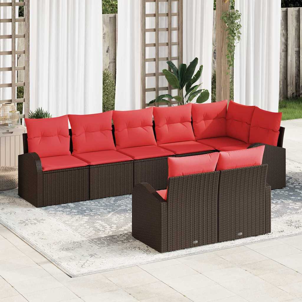 vidaXL Garden Bench Set Brown poly rattan