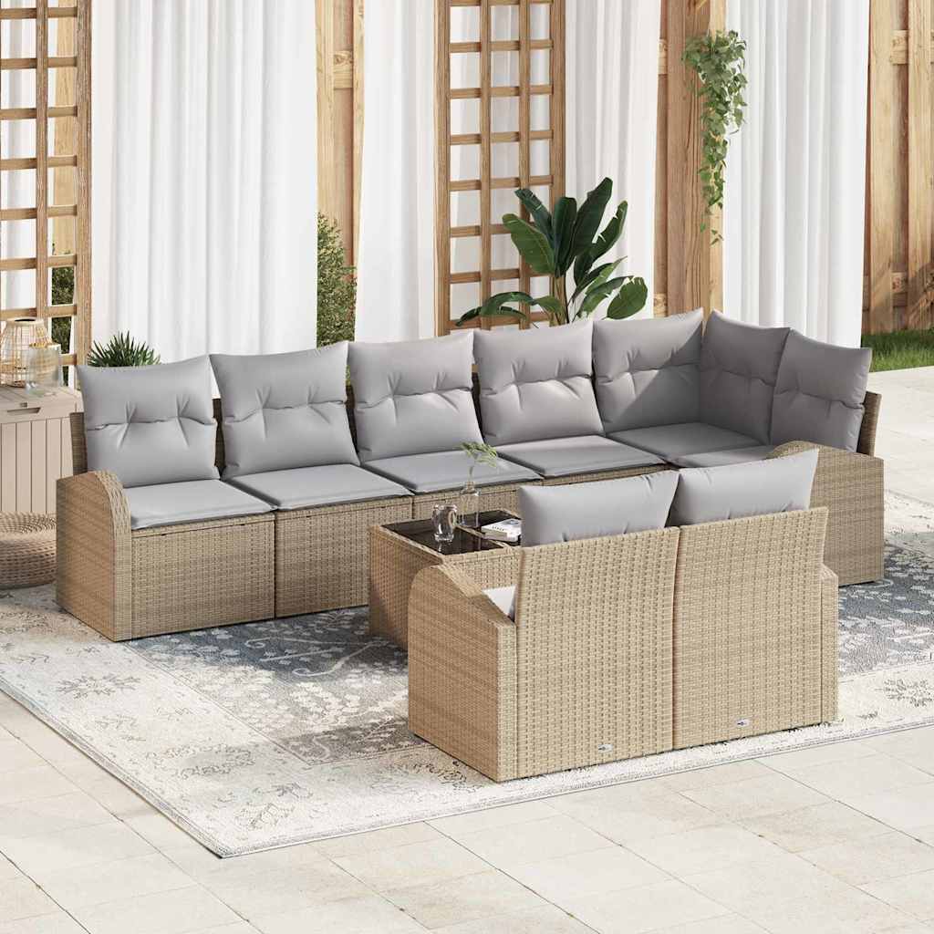 vidaXL Tuinbank Set 8 pcs poly rattan