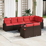 vidaXL Garden Bench Set Brown poly rattan