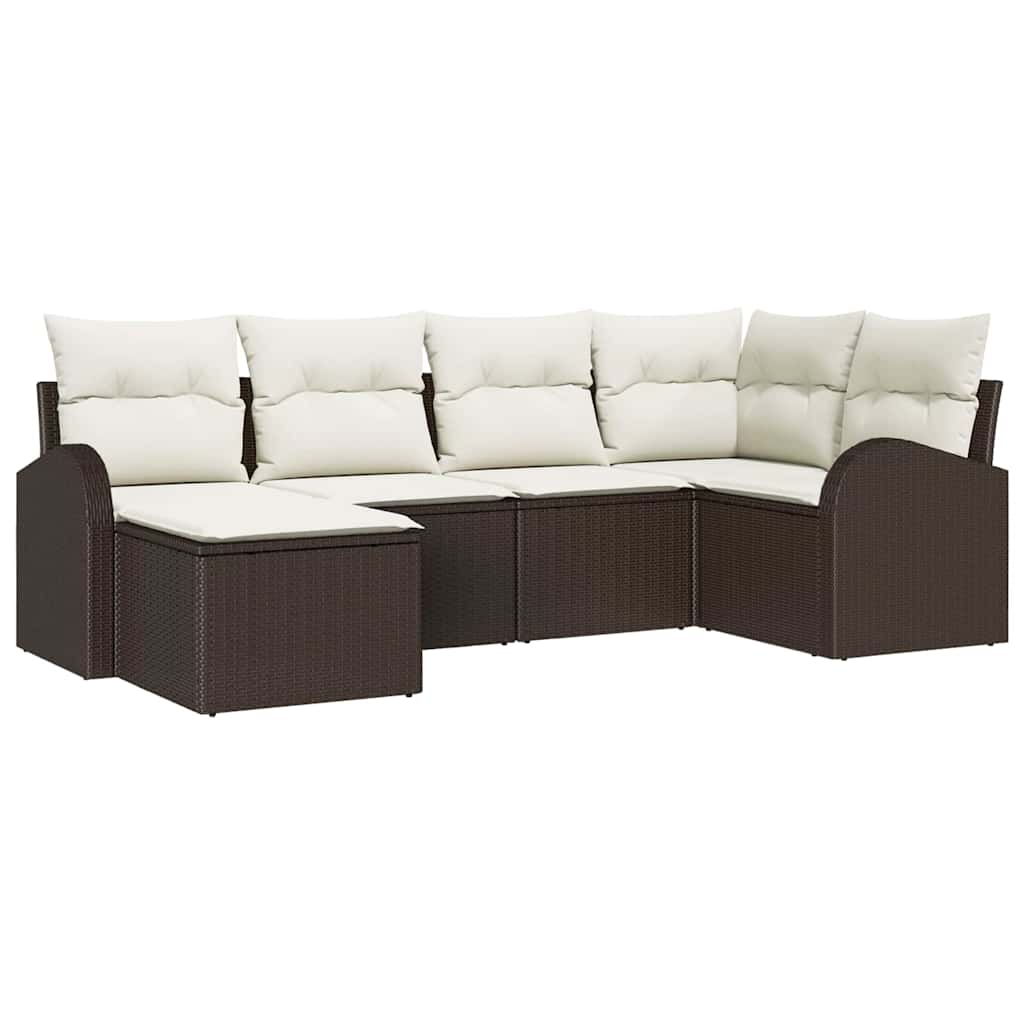 vidaXL Garden Sofa Set 6 pcs Black poly rattan