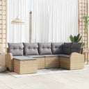 vidaXL Garden Sofa Set 6 pcs Black poly rattan