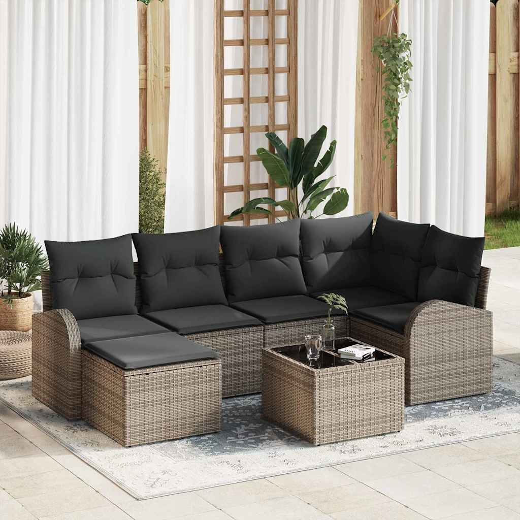 vidaXL Garden Sofa Set 6 pcs Black poly rattan