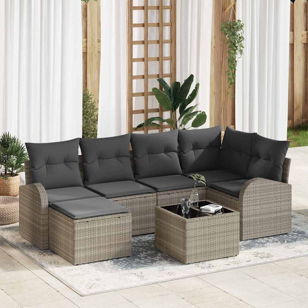 vidaXL Garden Sofa Set 6 pcs Black poly rattan