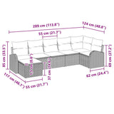 vidaXL Tuinbank Set met kussen 7 pcs Zwart Poly rattan