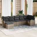 vidaXL Tuinbank Set met kussen 7 pcs Zwart Poly rattan