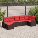 vidaXL Tuinbank Set met kussen 7 pcs Bruin Poly rattan