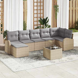 vidaXL Tuinbank Set met kussen 7 pcs Zwart Poly rattan
