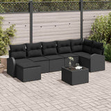 vidaXL Tuinbank Set met kussen 7 pcs Zwart Poly rattan