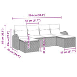 vidaXL Tuinbank Set met kussen 6 pcs Zwart Poly Riet