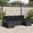 vidaXL Tuinbank Set met kussen 6 pcs Zwart Poly Riet