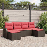 vidaXL Garden Bench Set with cushion 6 pcs Brown Poly Rattan