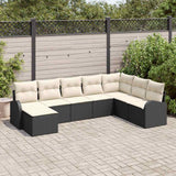 vidaXL Garden Bench Set with Cushion Black Poly Rattan