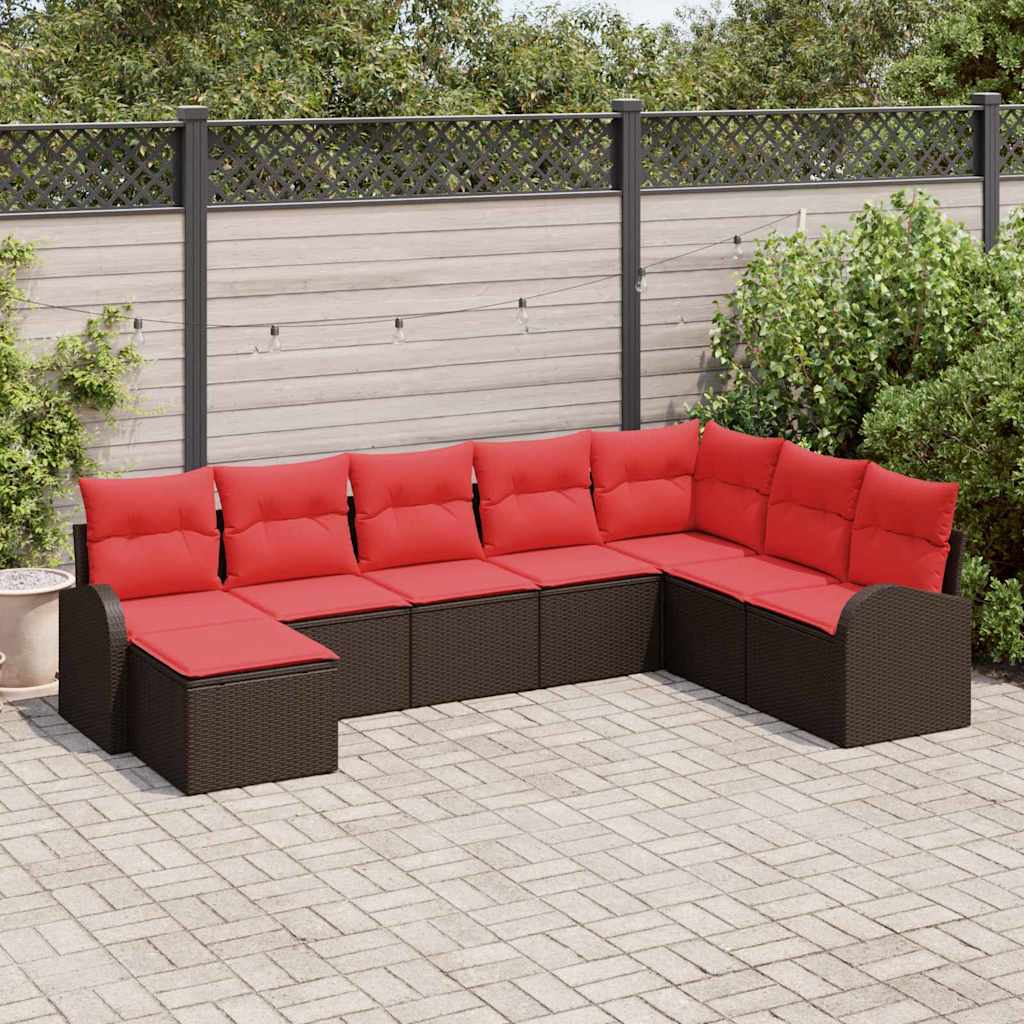 vidaXL Tuinbank Set 8 pcs Bruin Poly rattan