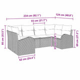 vidaXL Tuinbank Set met kussen 6 pcs Zwart Poly Riet