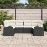 vidaXL Tuinbank Set met kussen 6 pcs Zwart Poly Riet